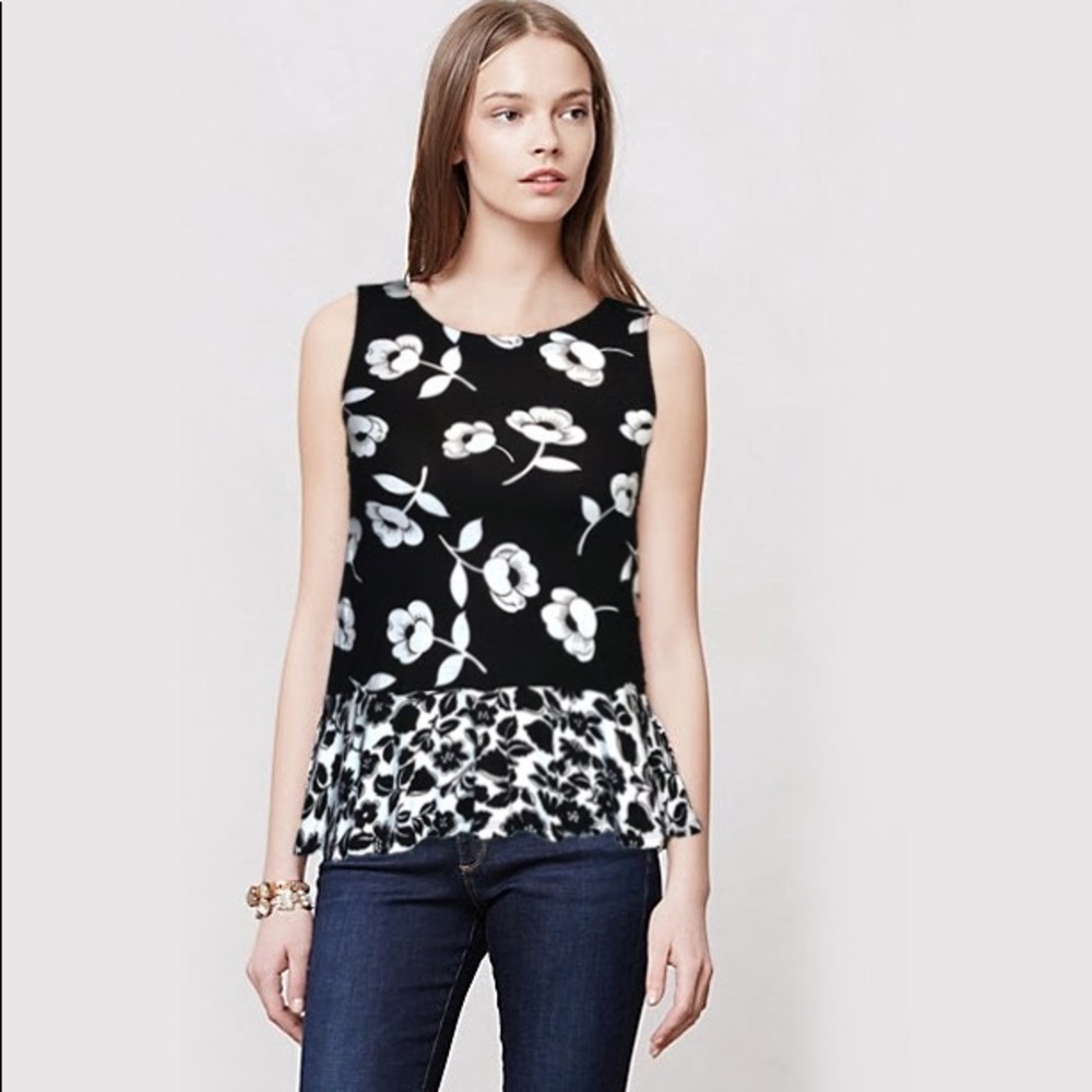 Anthropologie Postmark Floral Peplum Tank Top